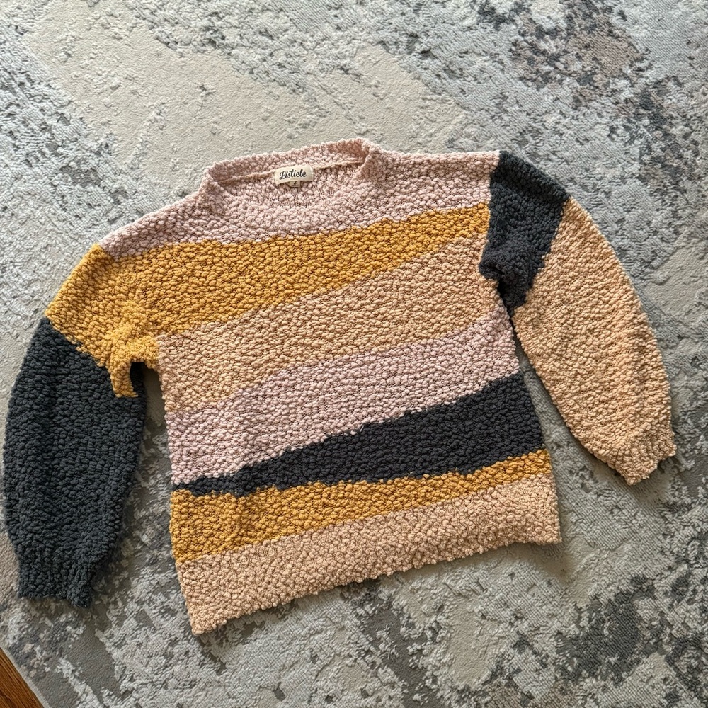 Listicle Yellow, Pink, and Black Textured Sweater